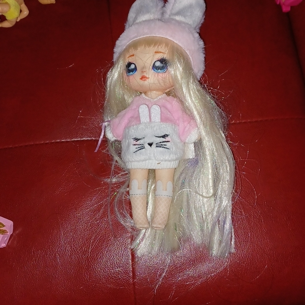 Mattel Plush doll boxy girl blond hair, bunny hat